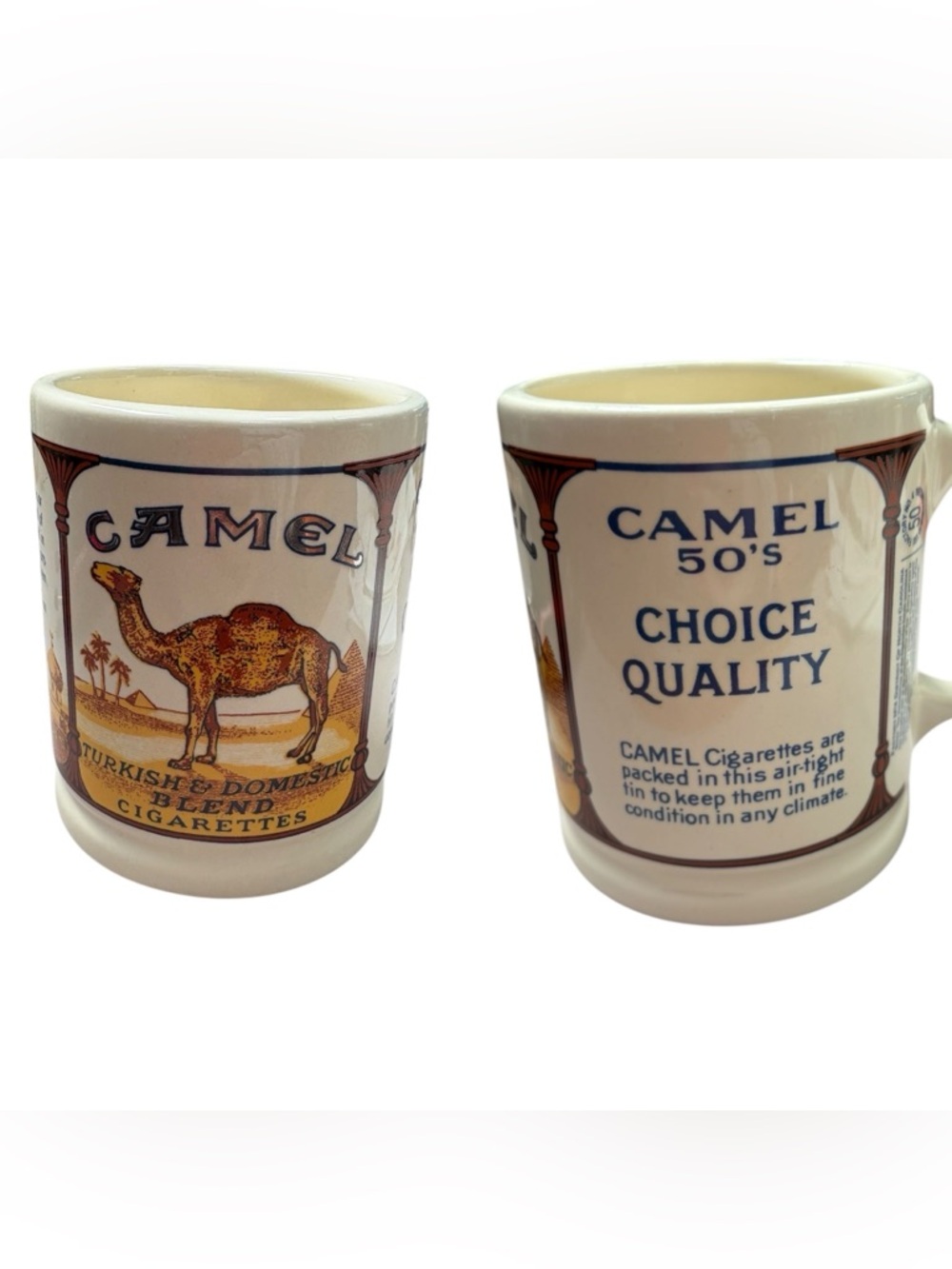 Large Vintage Camel Cigarettes USA Advertising Ceramic Coffee Mug